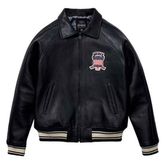 Men’s Iconic Aviator Leather Jacket – Black Genuine Leather Bomber, Avirex Style