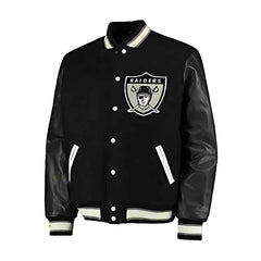NFL Raiders Letterman Jacket – Premium Varsity Wool & Leather Design