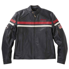 Men’s Indian Motorcycle Leather Jacket Black & Red – Genuine Cowhide Racing Biker Jacket | Gift for HimClassic Streetwear |