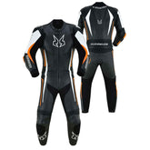 MZONE Imola Leather Bike Suit 2PC – Black/White/Orange Professional Riding Gear