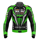 Kawasaki Ninja Green Monster Leather Motorcycle Jacket for Men – Handmade Biker Racing Jacket