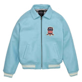 Top Quality Men’s Avirex Light Blue Leather Bomber Flight Jacket – Iconic Aviator Style