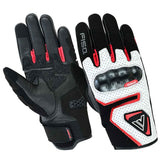 FISA FX3 Motorcycle Gloves White/Red – Lightweight Goatskin Leather Riding Gloves for Performance