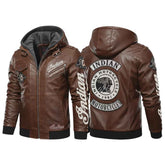 Handmade Men’s Indian Motorcycle Jacket – Brown Cowhide Leather Biker Rider Coat with Armor Pockets