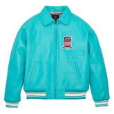 Handcrafted Men’s Avirex Turquoise Leather Bomber Jacket – Iconic Aviator Style