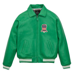 SialFit Handcrafted Men’s Avirex Style Leather Jacket – Green Genuine Leather Bomber