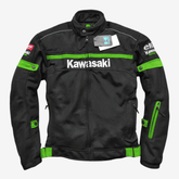 Kawasaki Motorbike Jacket Black/Green Mesh – High-Visibility Breathable Riding Gear