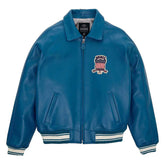 SialFit Men’s Dark Blue Leather Bomber Jacket – Top Quality Avirex Style Pilot Jacket