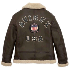 Handmade Men’s B3 Bomber Jacket – Genuine Sheepskin Leather, Faux Fur Lining, USA Embroidery Aviator Style