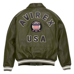 SialFit Men’s Iconic Avirex Leather Bomber Jacket – Olive Green Aviator Pilot Style | Best Seller