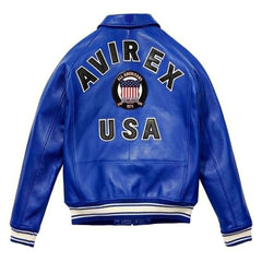SialFit Top Quality Men’s Avirex Style Navy Blue Leather Bomber Jacket – Iconic Aviator Design