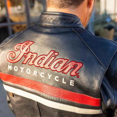 Men’s Indian Motorcycle Leather Jacket Black & Red – Genuine Cowhide Racing Biker Jacket | Gift for HimClassic Streetwear |
