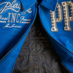 Pelle Pelle Players Inc Leather Jacket – Vintage Hip Hop Varsity Streetwear Bomber Jacket for Men