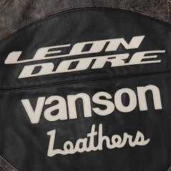Vintage Style Aime Leon Dore Cowhide Leather Motorcycle Racing Jacket x Vanson – Men’s Embroidered Biker Coat (Gift)