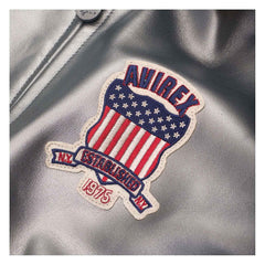 Avirex Men’s Silver Leather Bomber Jacket | Luxury Handmade Iconic Aviator Style