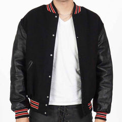 Classic Black Varsity Bomber Jacket | Winter College Street Fashion – SialFit