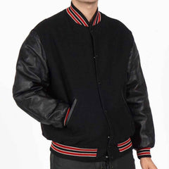 Classic Black Varsity Bomber Jacket | Winter College Street Fashion – SialFit