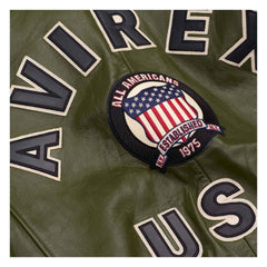 SialFit Men’s Iconic Avirex Leather Bomber Jacket – Olive Green Aviator Pilot Style | Best Seller