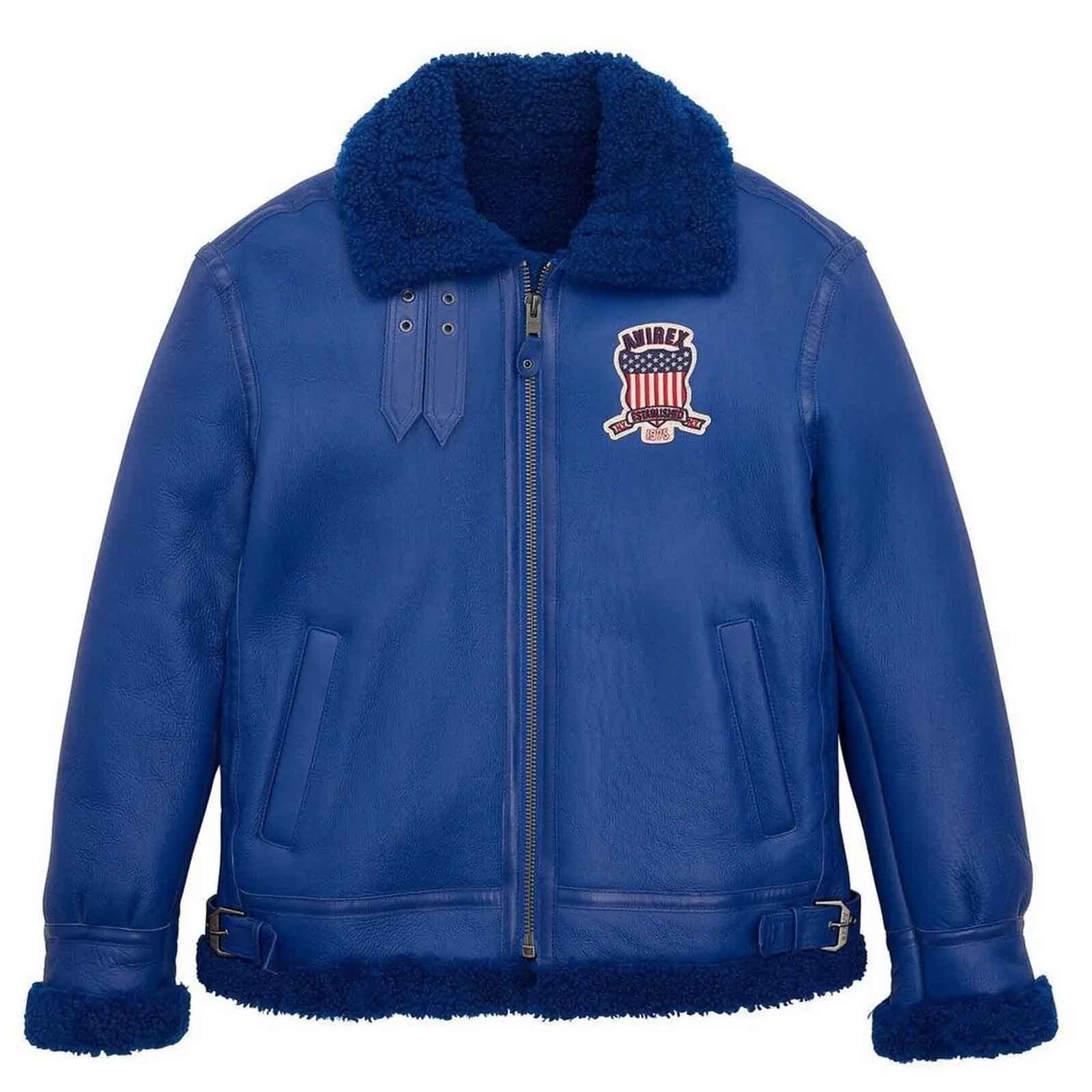 Men’s B3 Bomber Fashion Jacket – Genuine Sheepskin Leather, Faux Fur Lined, USA Embroidery