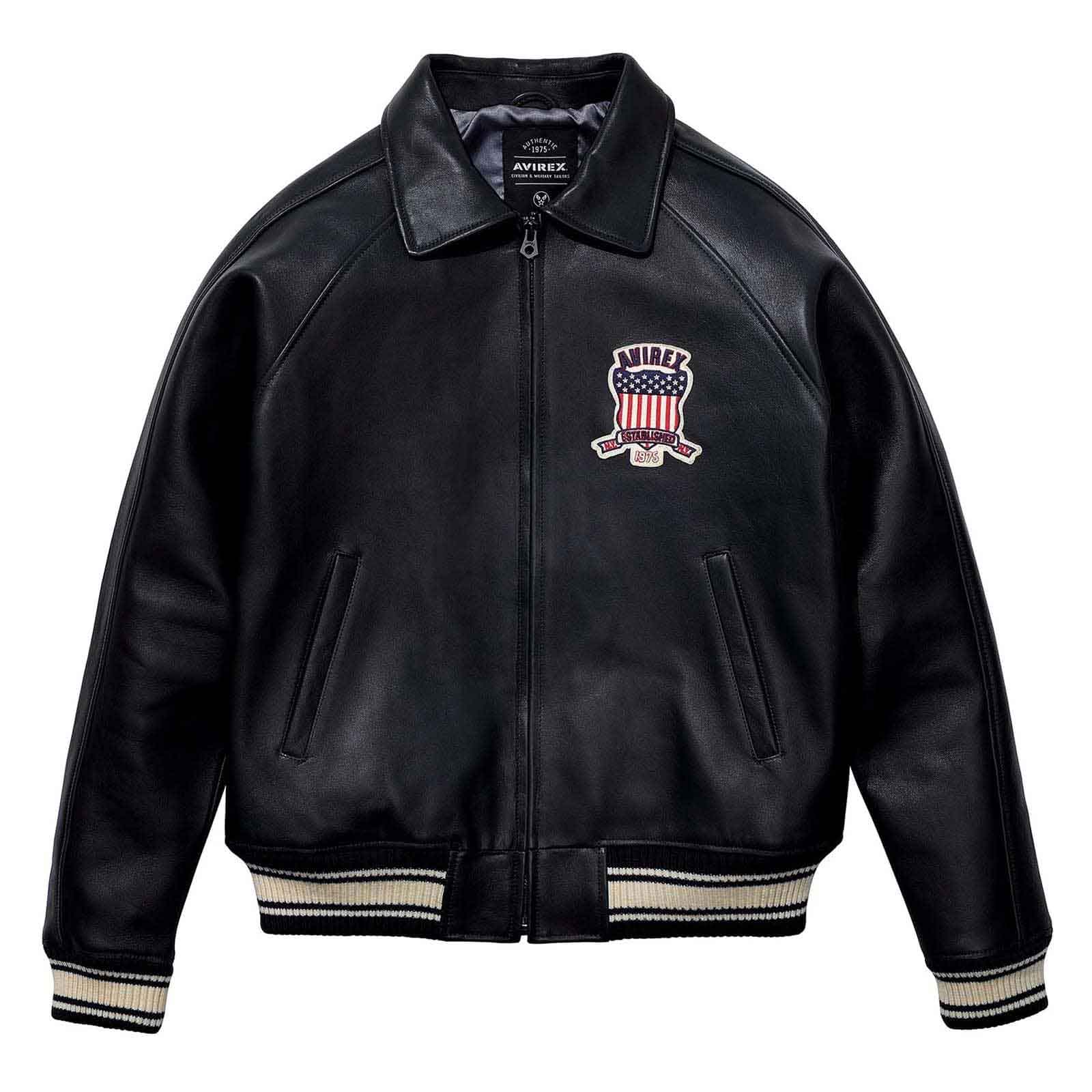 Men’s Iconic Aviator Leather Jacket – Black Genuine Leather Bomber, Avirex Style