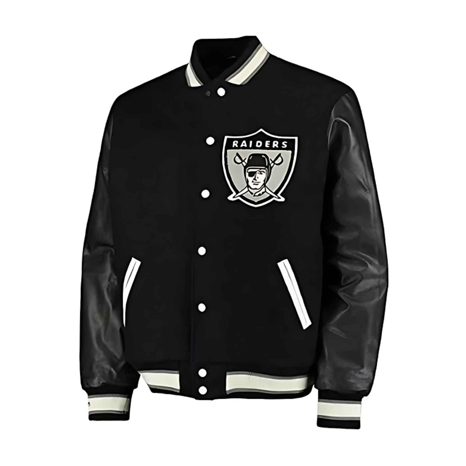 NFL Raiders Letterman Jacket – Premium Varsity Wool & Leather Design