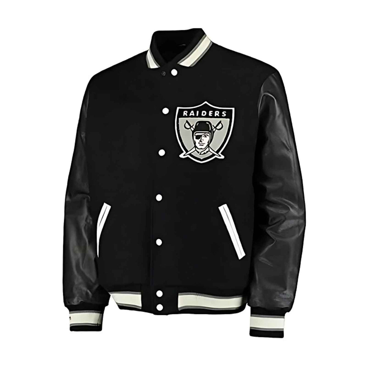 NFL Raiders Letterman Jacket – Premium Varsity Wool & Leather Design
