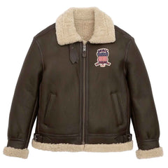 Handmade Men’s B3 Bomber Jacket – Genuine Sheepskin Leather, Faux Fur Lining, USA Embroidery Aviator Style