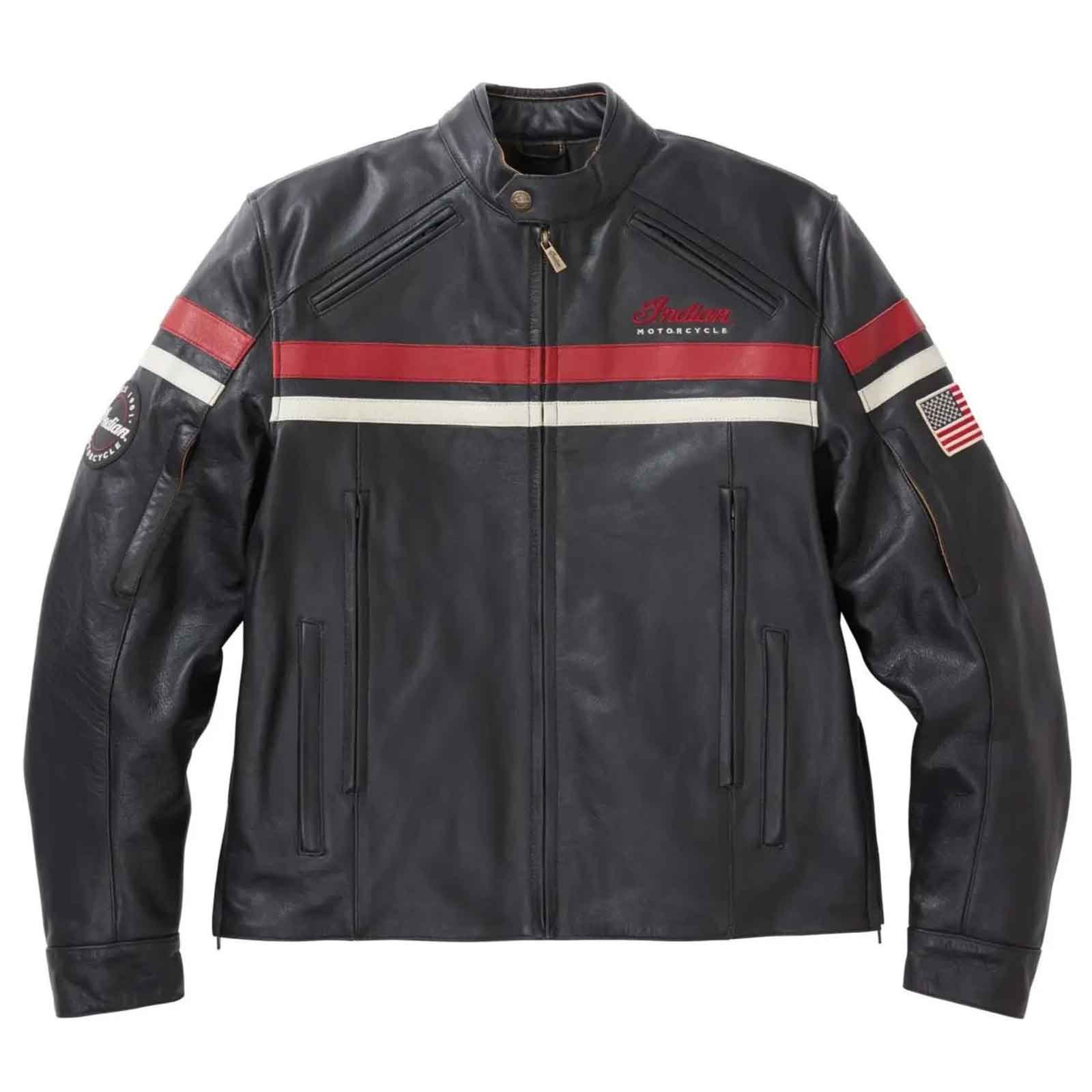 Men’s Indian Motorcycle Leather Jacket Black & Red – Genuine Cowhide Racing Biker Jacket | Gift for HimClassic Streetwear |