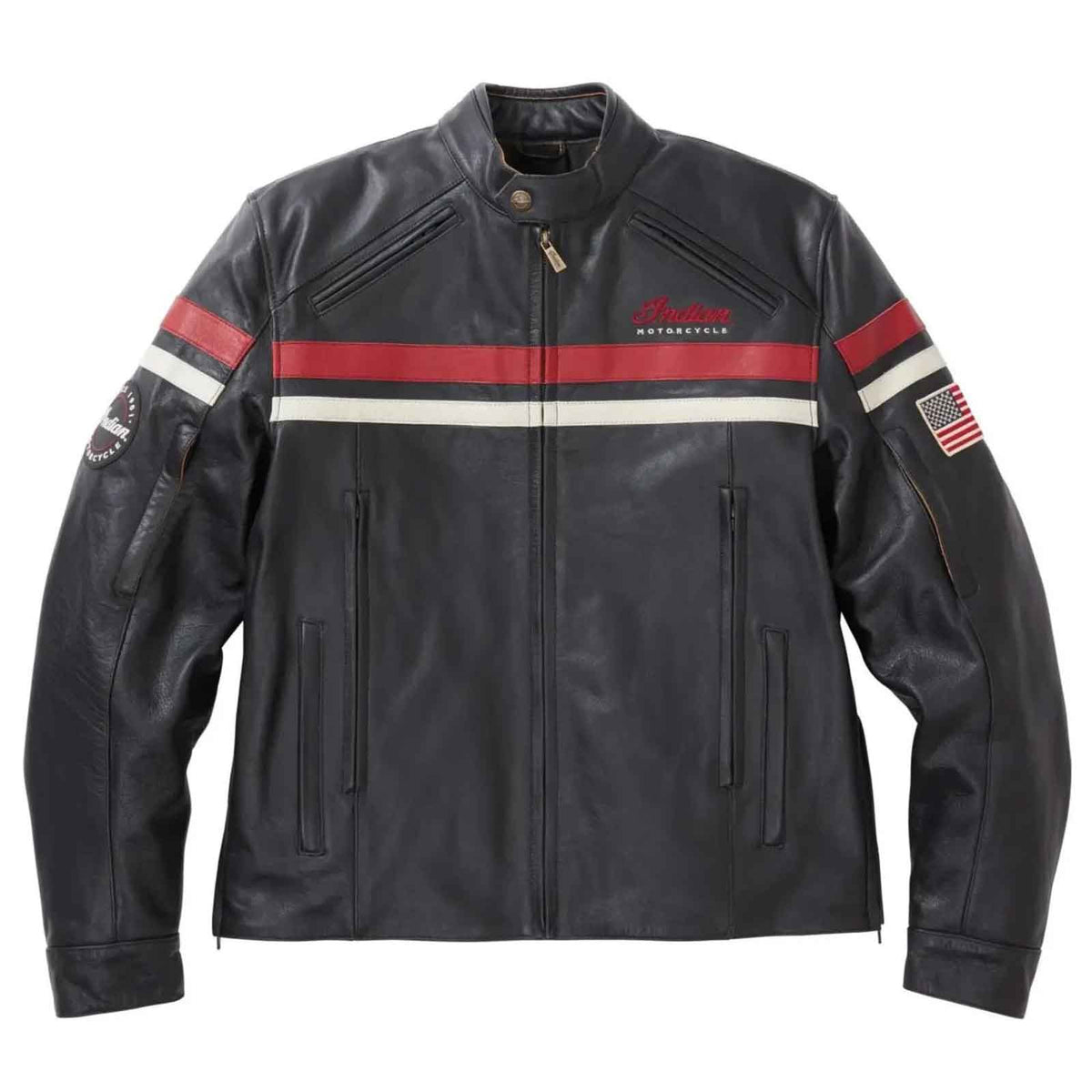 Men’s Indian Motorcycle Leather Jacket Black & Red – Genuine Cowhide Racing Biker Jacket | Gift for HimClassic Streetwear |