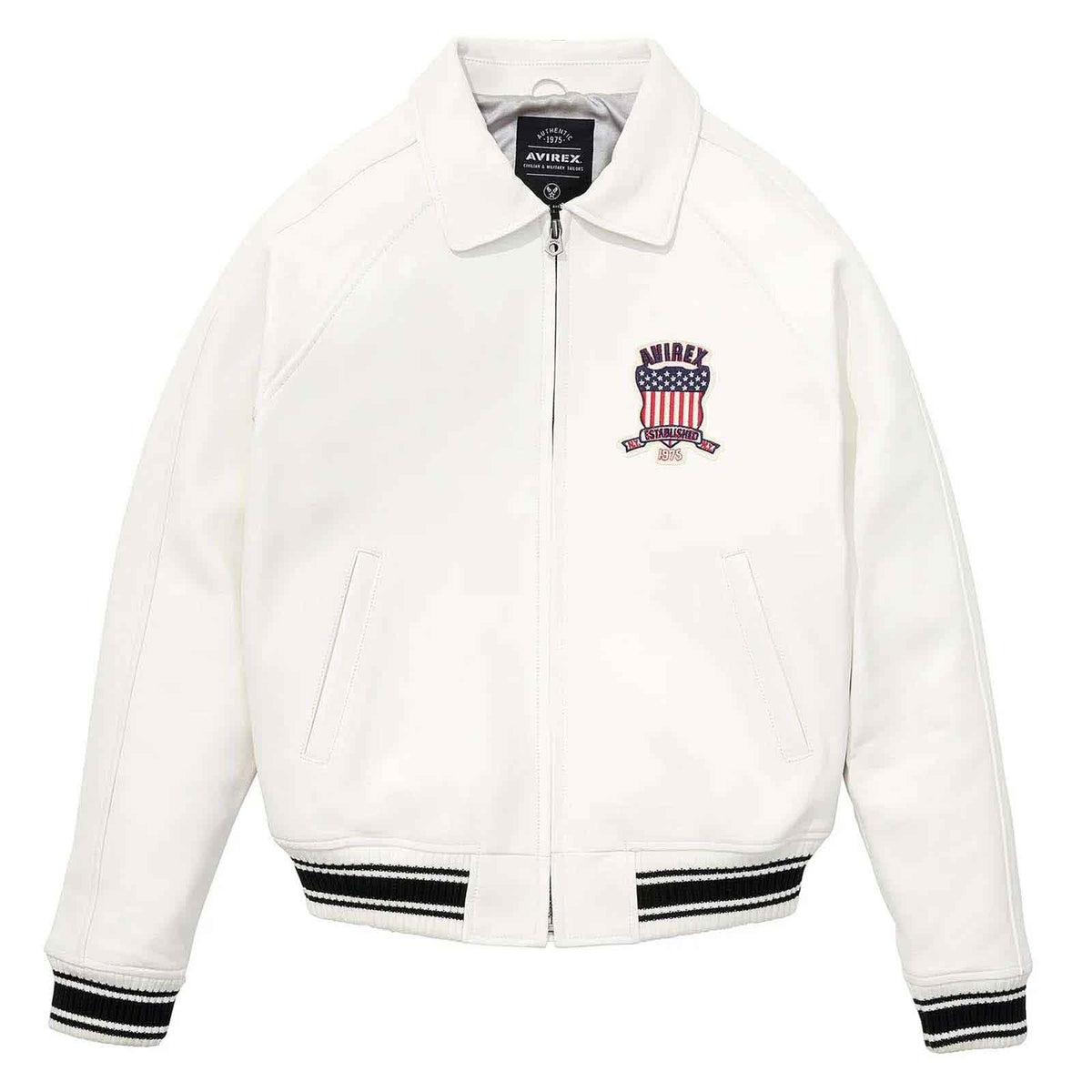SialFit Best Seller Men’s Iconic Avirex Style White Leather Bomber Jacket – Aviator Pilot Design