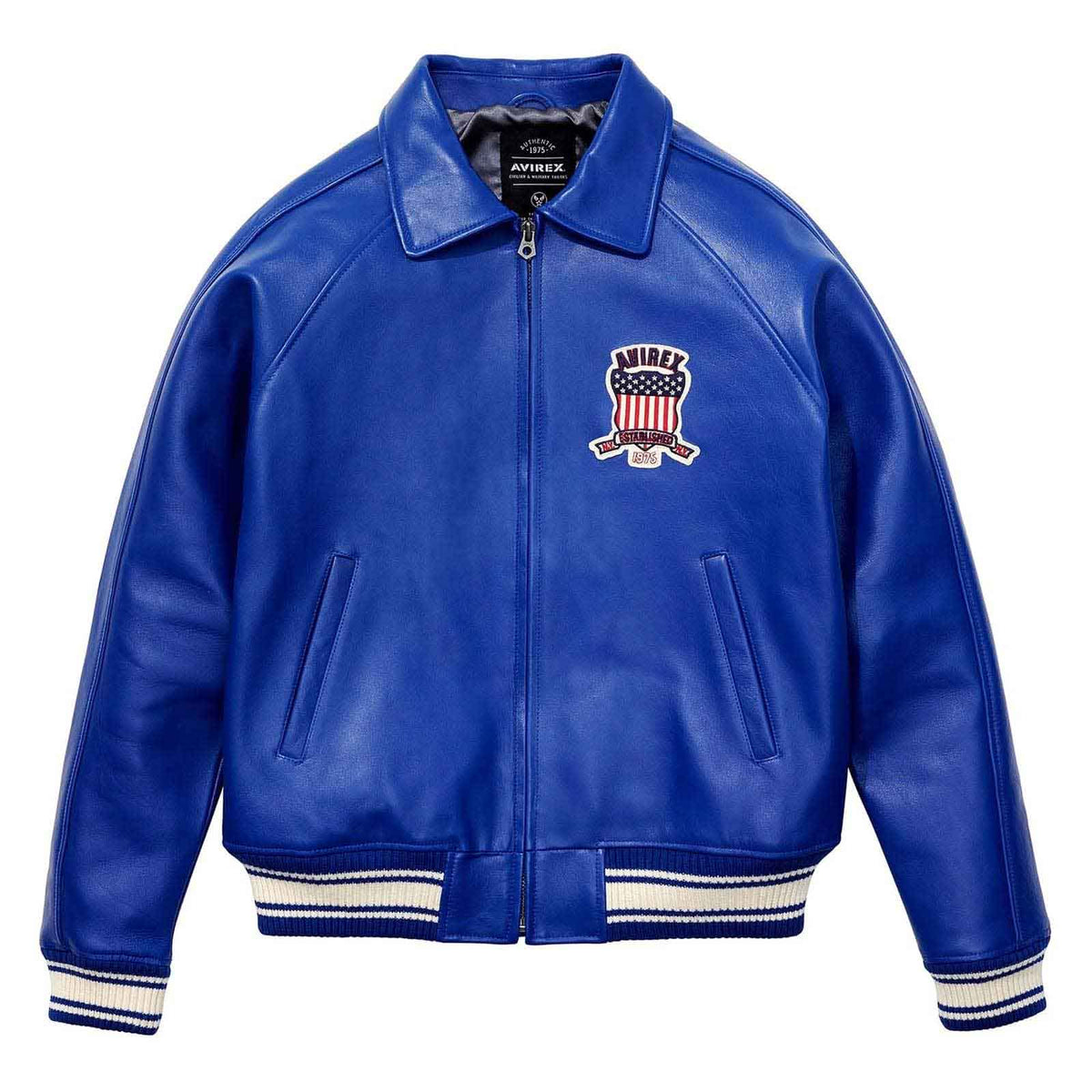 SialFit Top Quality Men’s Avirex Style Navy Blue Leather Bomber Jacket – Iconic Aviator Design