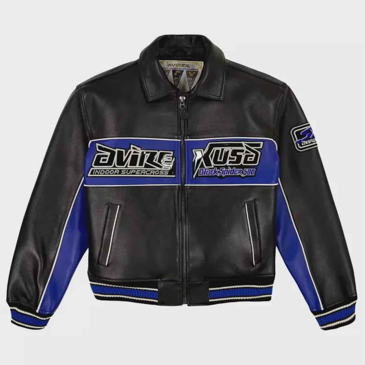 Handmade Avirex-Inspired Cowhide Leather Racer Jacket – Men’s Motorcycle Style Leather Jacket
