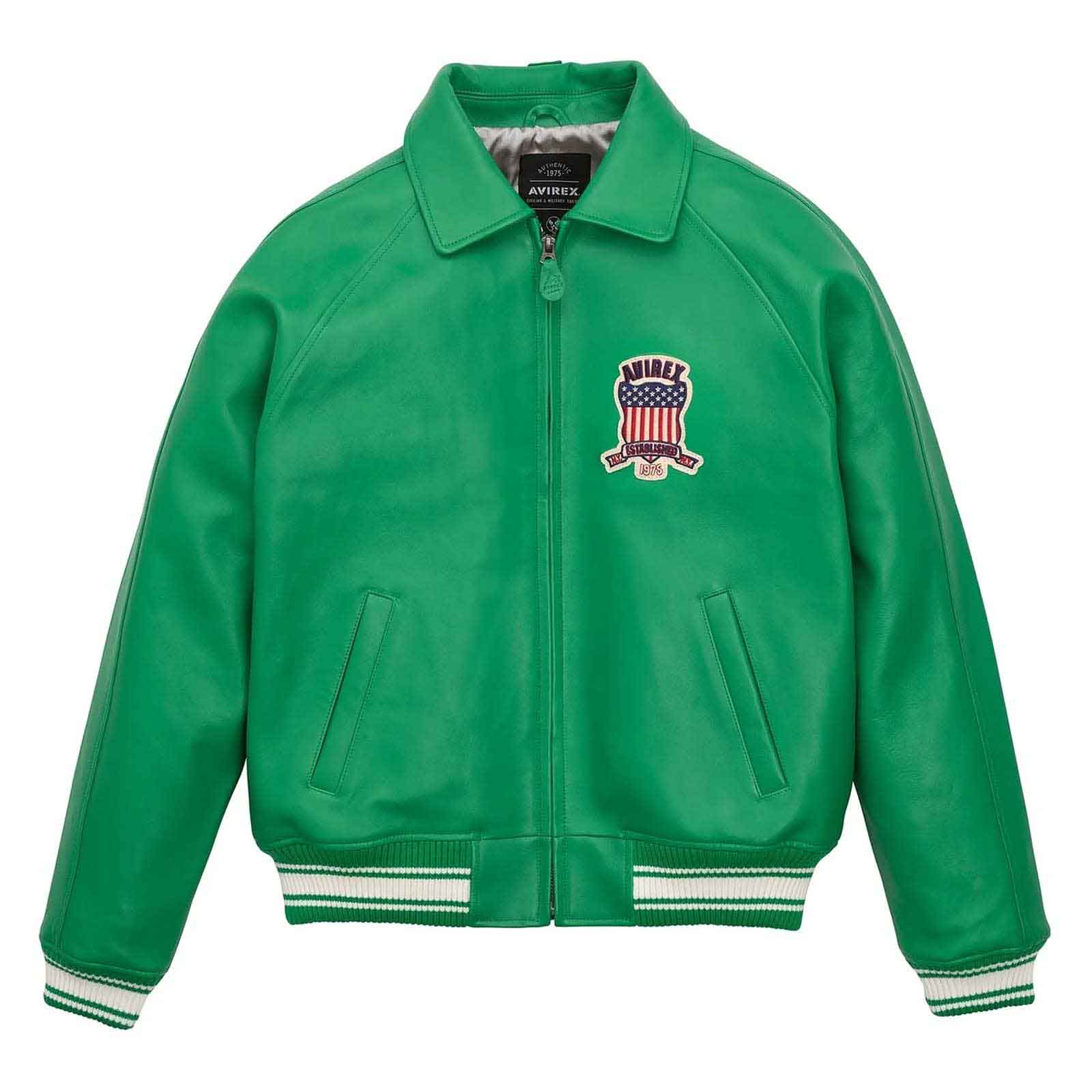 SialFit Handcrafted Men’s Avirex Style Leather Jacket – Green Genuine Leather Bomber