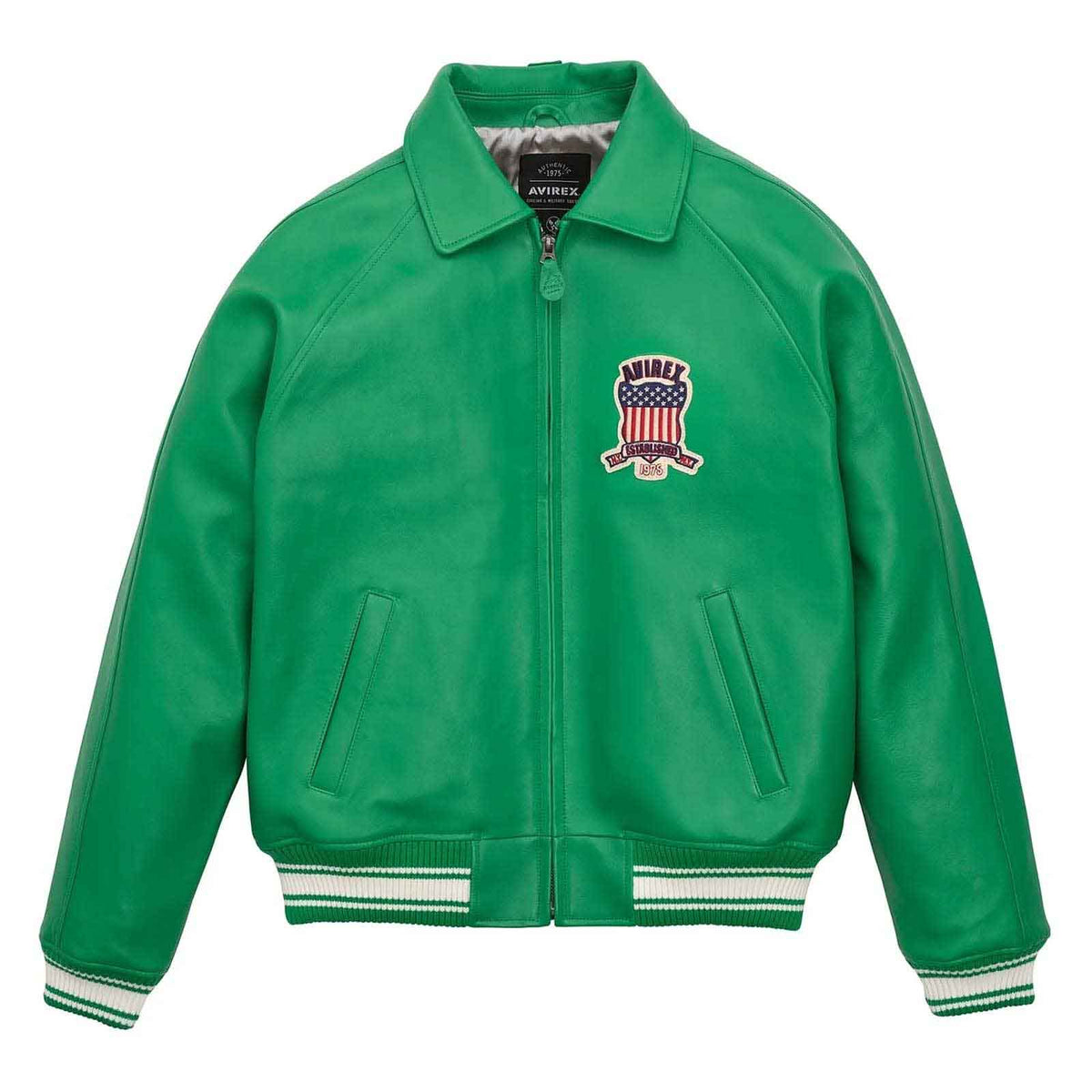 SialFit Handcrafted Men’s Avirex Style Leather Jacket – Green Genuine Leather Bomber