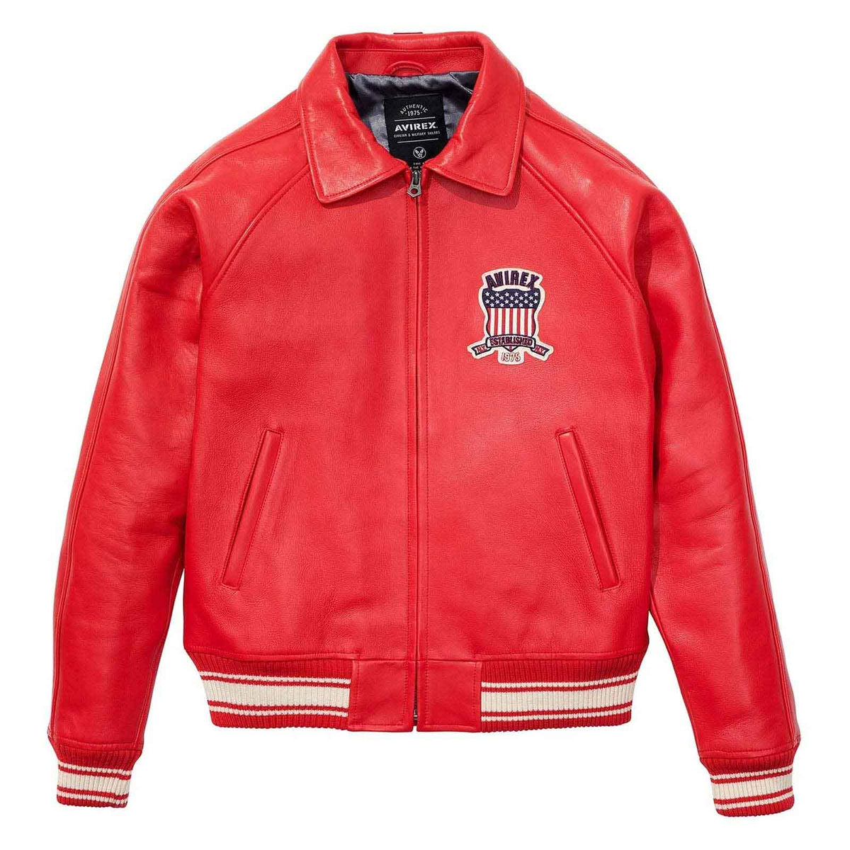 Handcrafted Men’s Avirex Red Leather Bomber Jacket – Premium Iconic Aviator Style