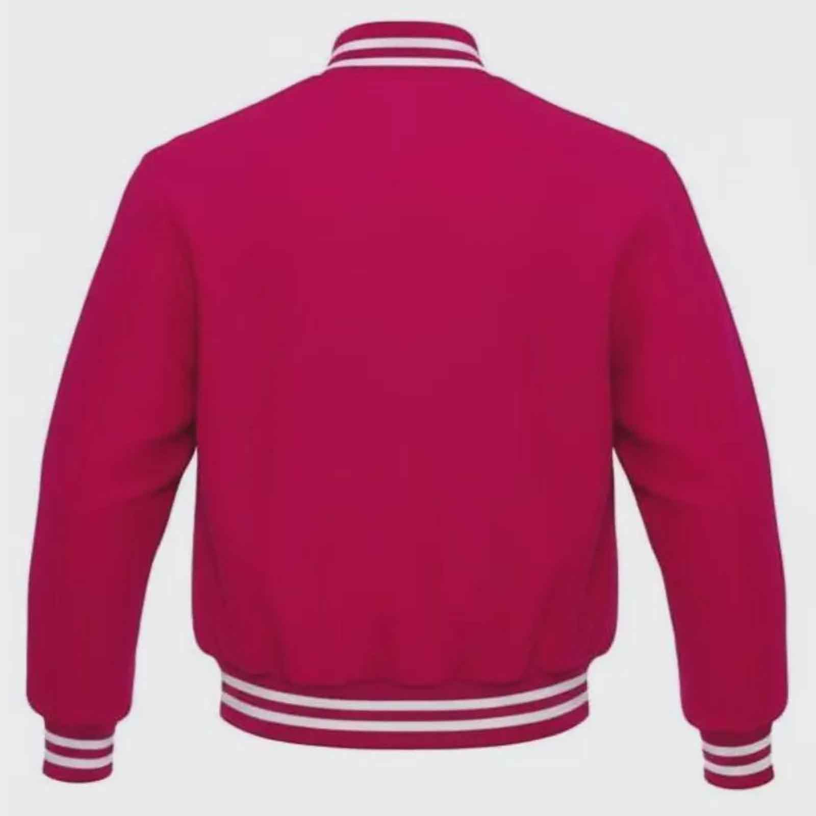 Premium Magenta Wool Varsity Bomber Jacket – Custom Leather Sleeve Letterman Style Jacket