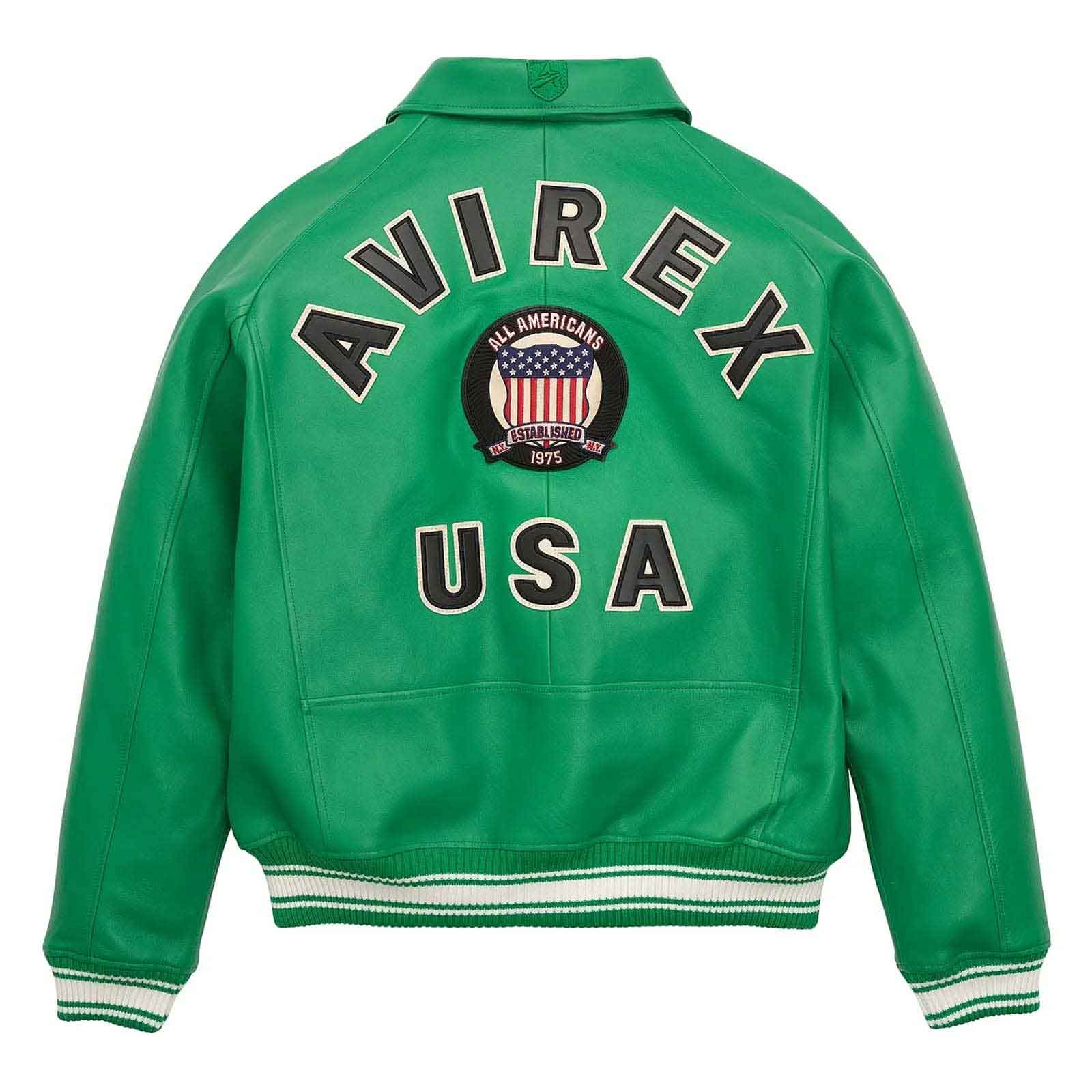 SialFit Handcrafted Men’s Avirex Style Leather Jacket – Green Genuine Leather Bomber