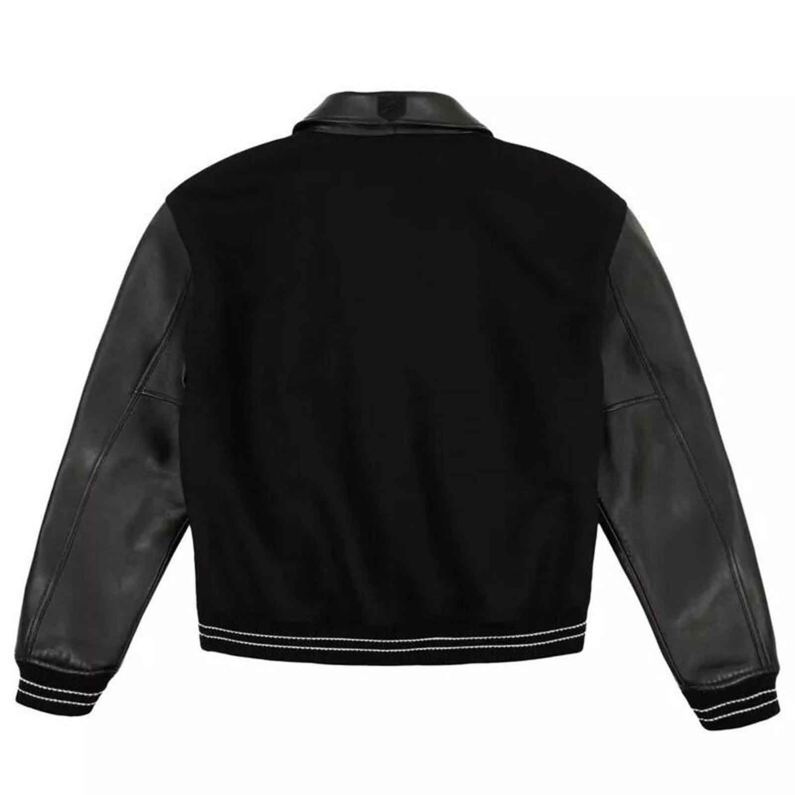 Handcrafted Wool & Leather Bomber Jacket – Avirex-Inspired Varsity Style