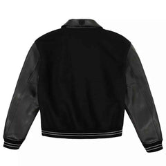 Handcrafted Wool & Leather Bomber Jacket – Avirex-Inspired Varsity Style