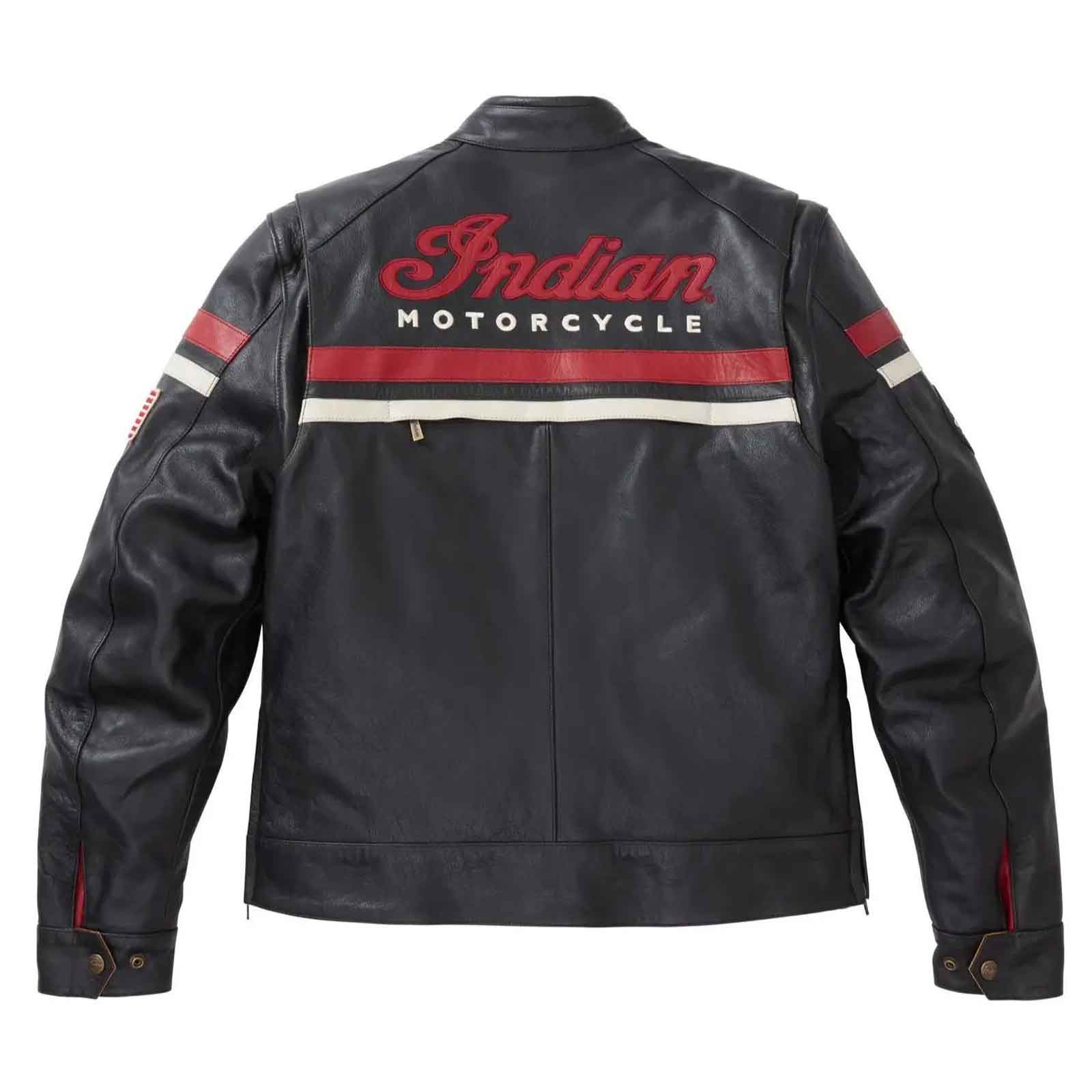 Men’s Indian Motorcycle Leather Jacket Black & Red – Genuine Cowhide Racing Biker Jacket | Gift for HimClassic Streetwear |