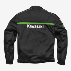 Kawasaki Motorbike Jacket Black/Green Mesh – High-Visibility Breathable Riding Gear