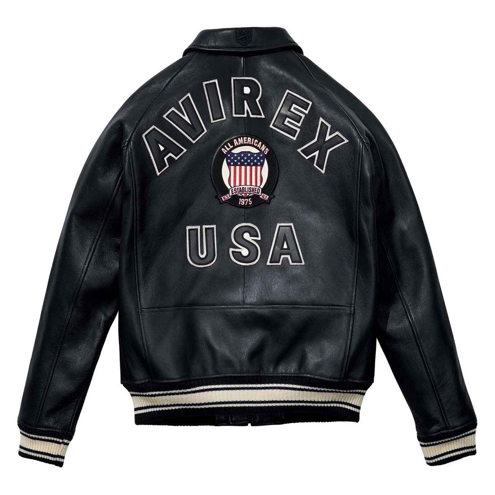 Men’s Iconic Aviator Leather Jacket – Black Genuine Leather Bomber, Avirex Style