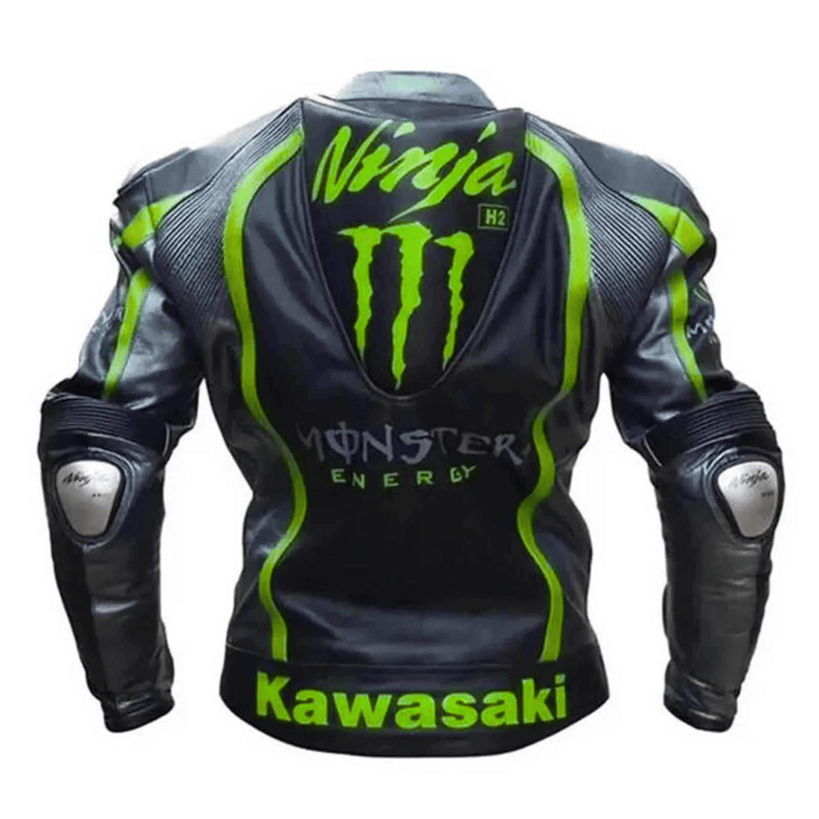 Kawasaki Black Biker Leather Jacket for Men – Racing Style CE Approved Protection