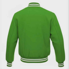 College Style Green Wool Varsity Jacket – Genuine Leather Sleeves Letterman Jacket Unisex