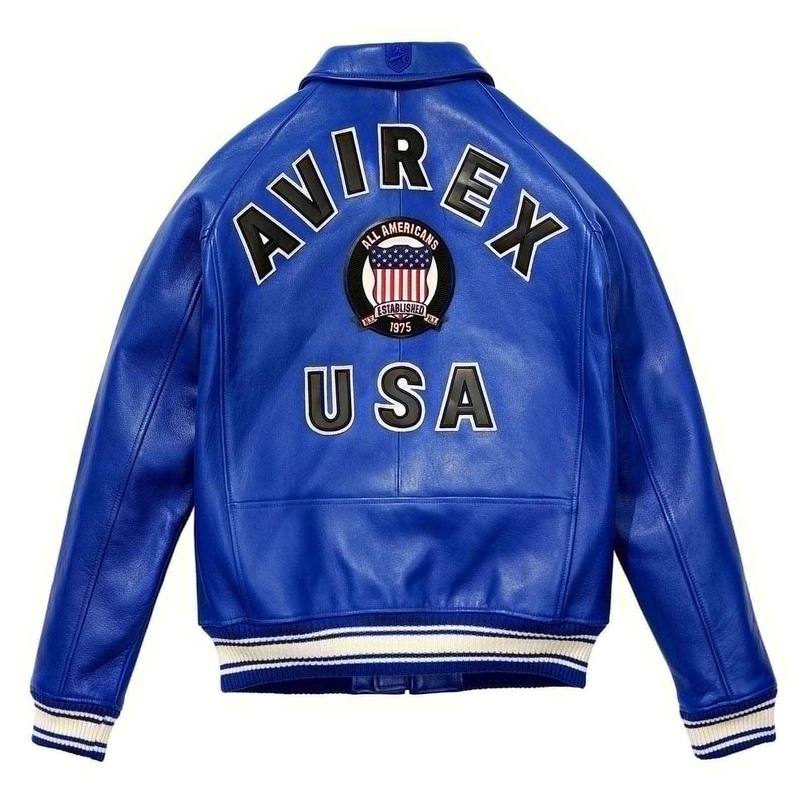 SialFit Top Quality Men’s Avirex Style Navy Blue Leather Bomber Jacket – Iconic Aviator Design