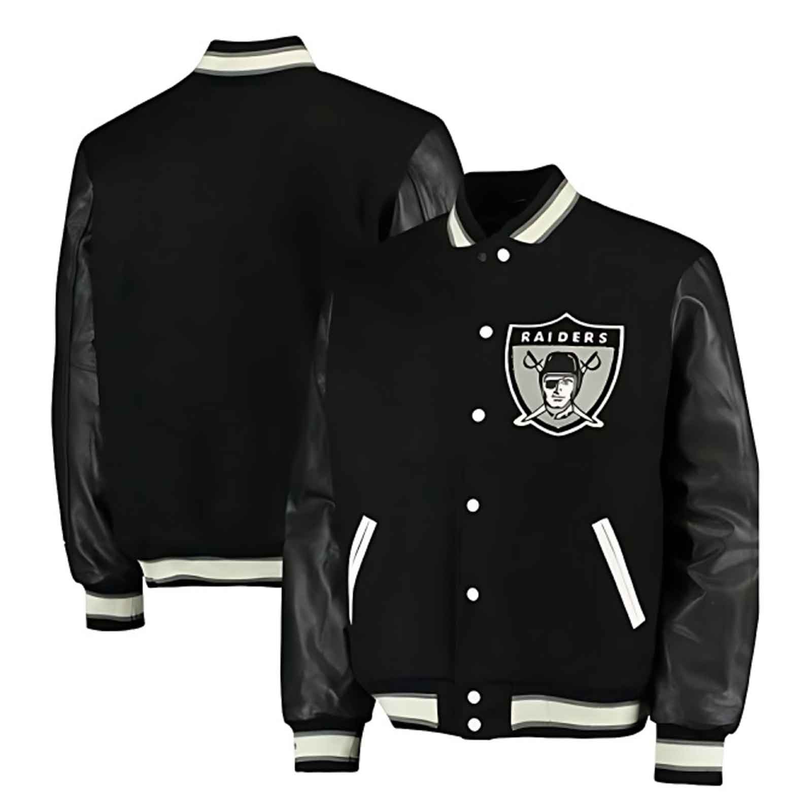 NFL Raiders Letterman Jacket – Premium Varsity Wool & Leather Design