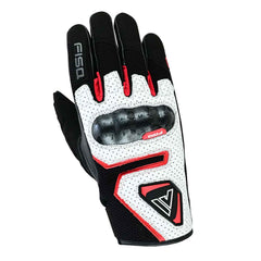 FISA FX3 Motorcycle Gloves White/Red – Lightweight Goatskin Leather Riding Gloves for Performance