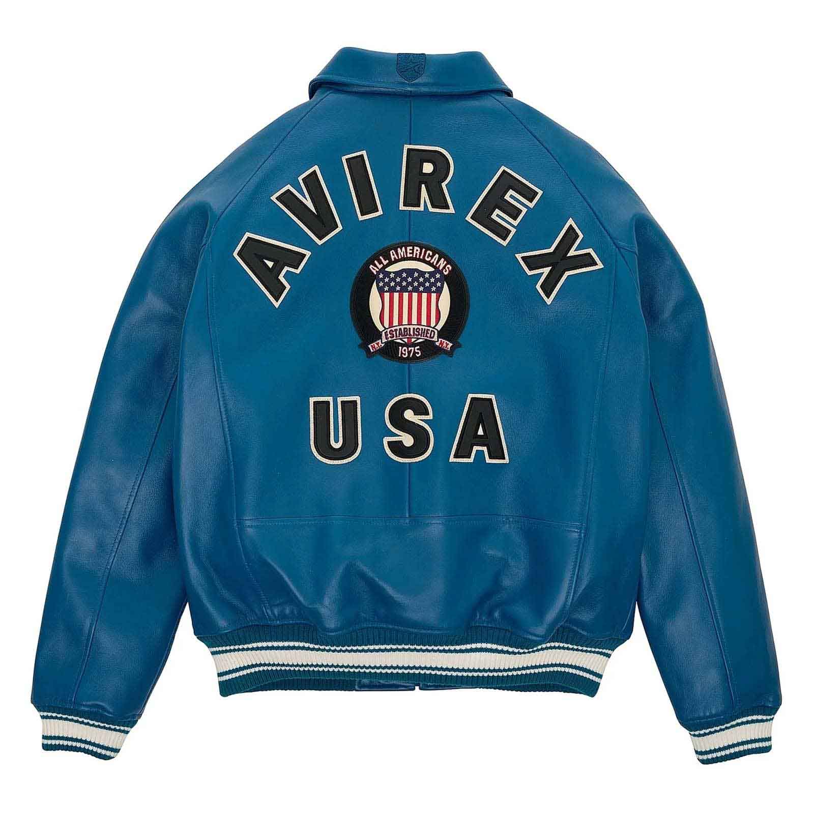 SialFit Men’s Dark Blue Leather Bomber Jacket – Top Quality Avirex Style Pilot Jacket