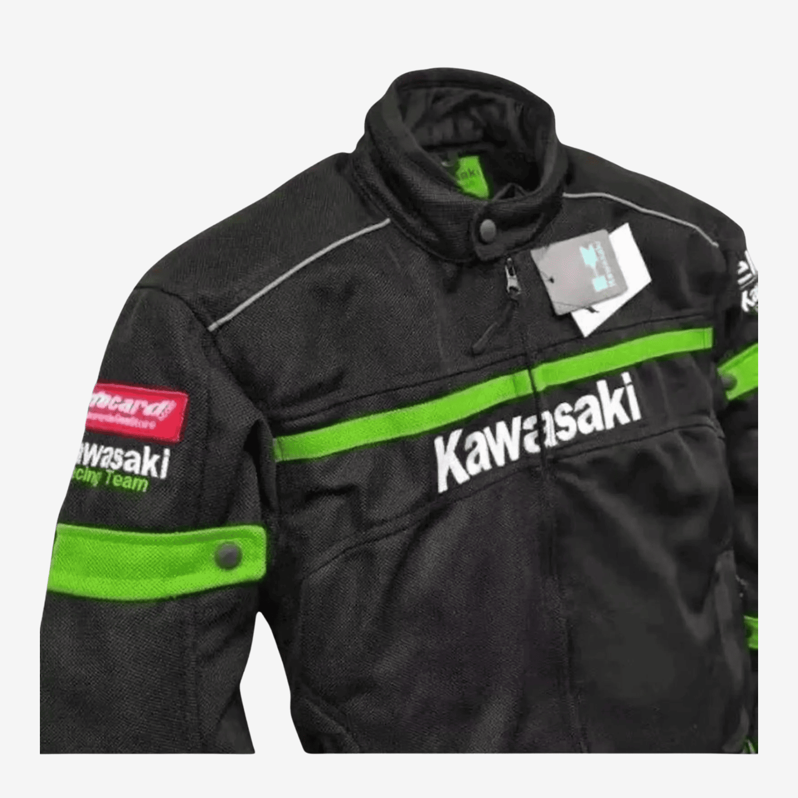 Kawasaki Motorbike Jacket Black/Green Mesh – High-Visibility Breathable Riding Gear
