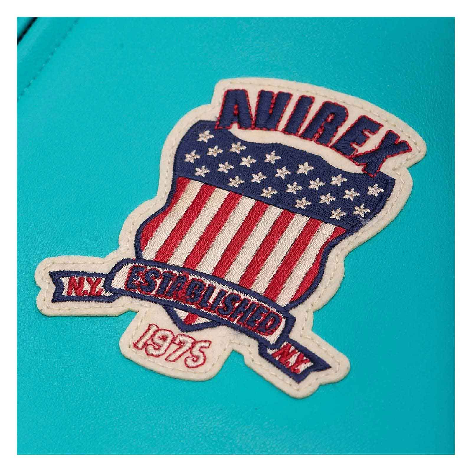 Handcrafted Men’s Avirex Turquoise Leather Bomber Jacket – Iconic Aviator Style